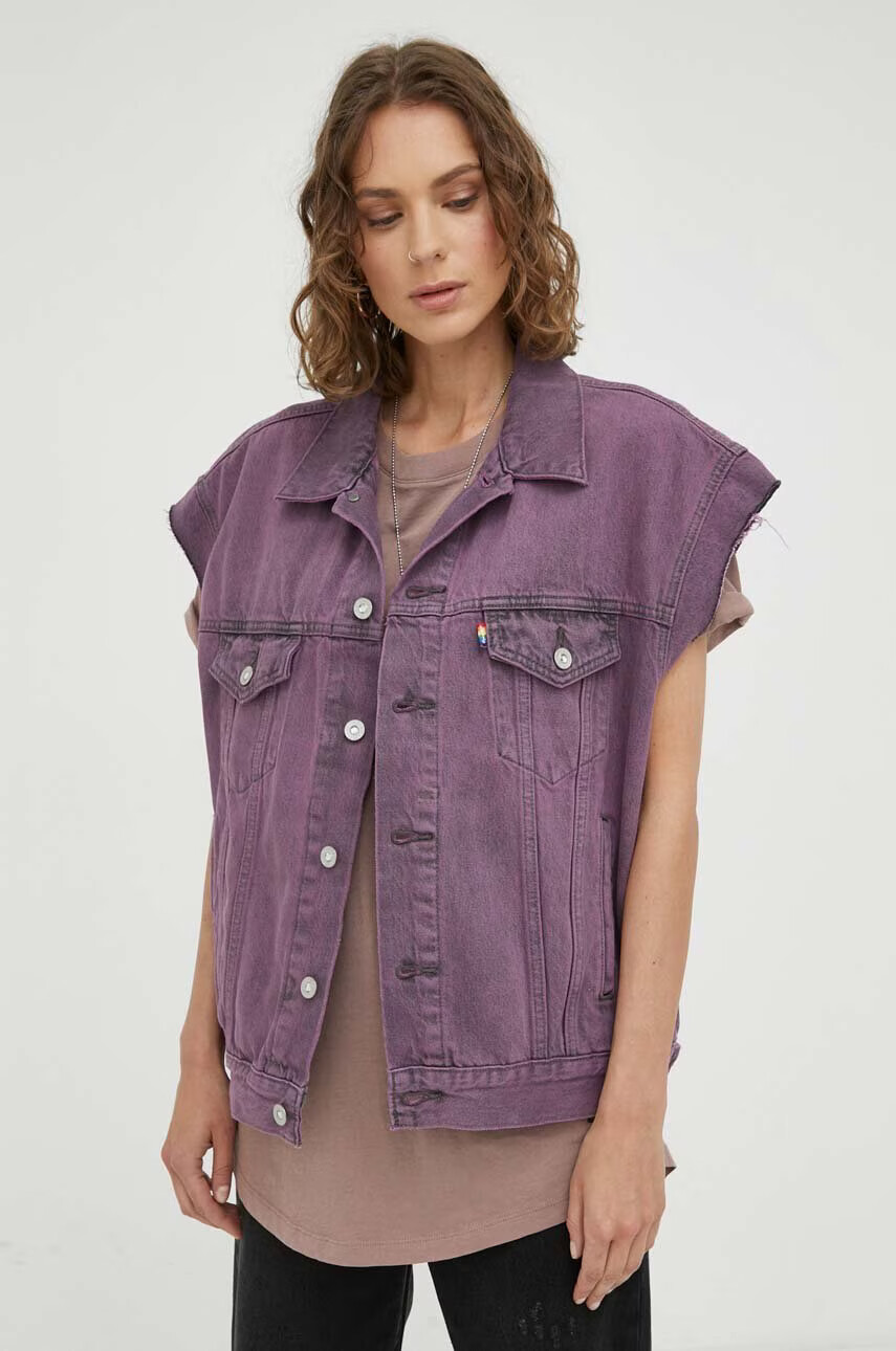 Levi's Дънков елек мъжки в лилаво преходен - Pepit.bg