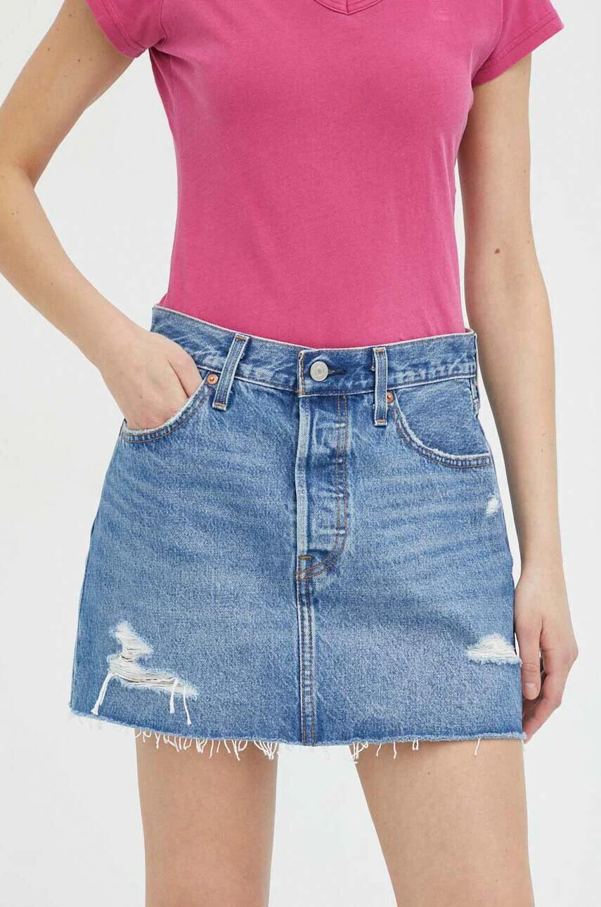 Levi's Дънкова пола в синьо къс модел със стандартна кройка - Pepit.bg