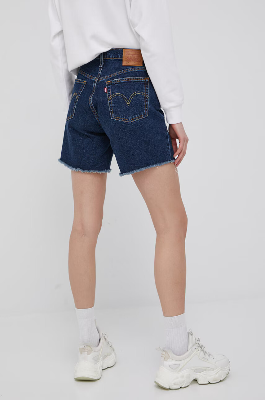 Levi's Дънкови къси панталони дамско в тъмносиньо с висока талия - Pepit.bg