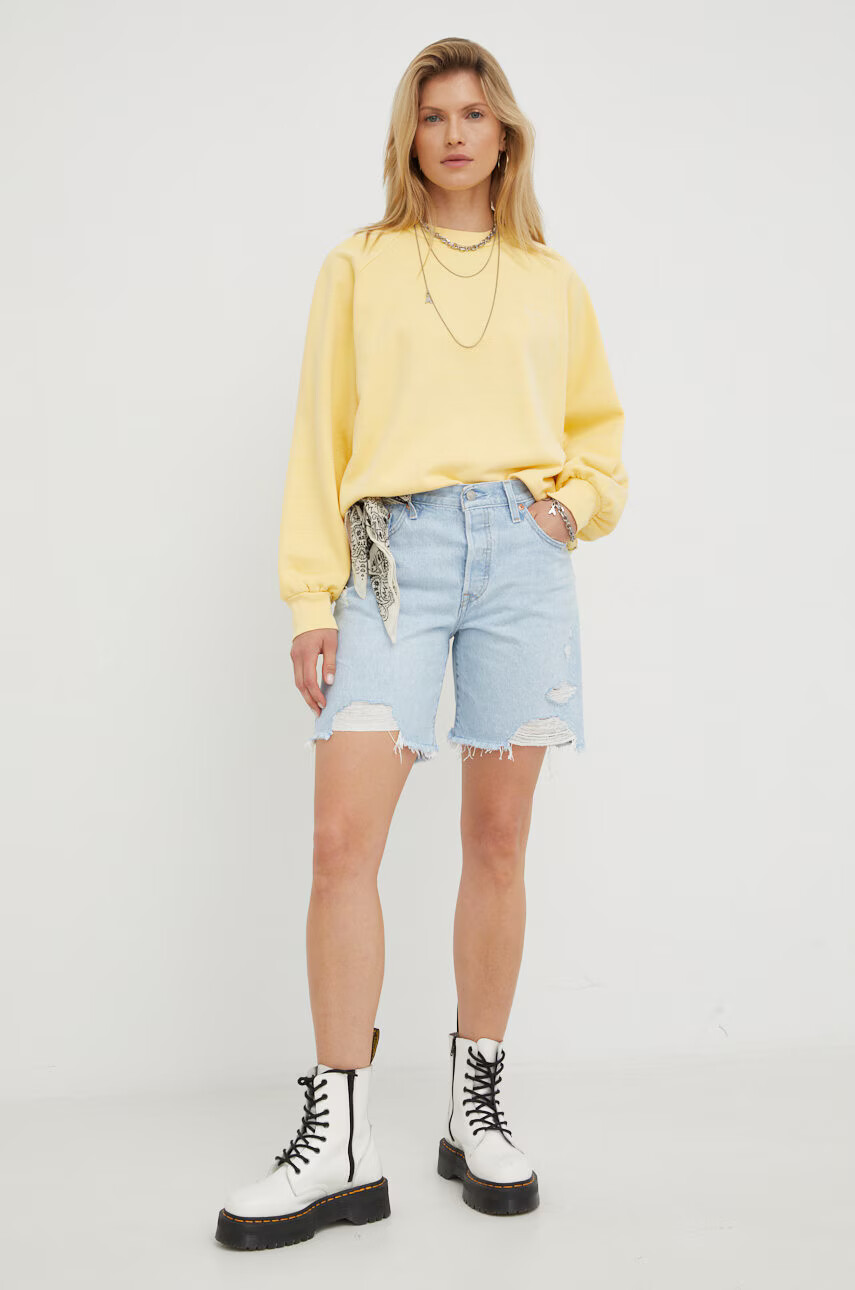 Levi's Дънкови къси панталони с изчистен дизайн с висока талия - Pepit.bg