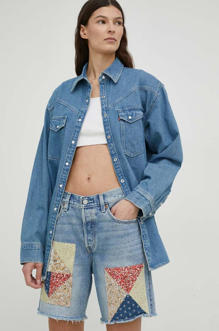 Levi's Дънкови къси панталони с десен с висока талия - Pepit.bg