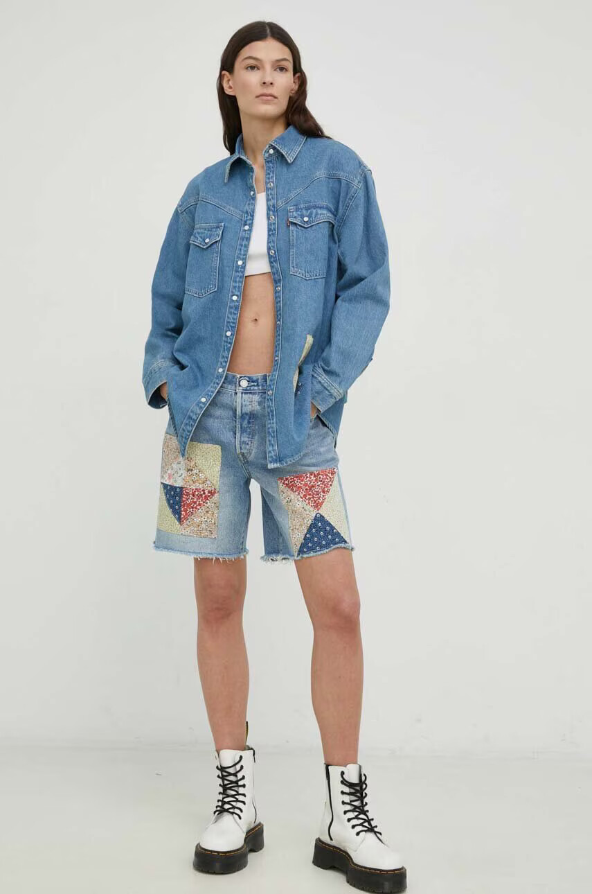Levi's Дънкови къси панталони с десен с висока талия - Pepit.bg