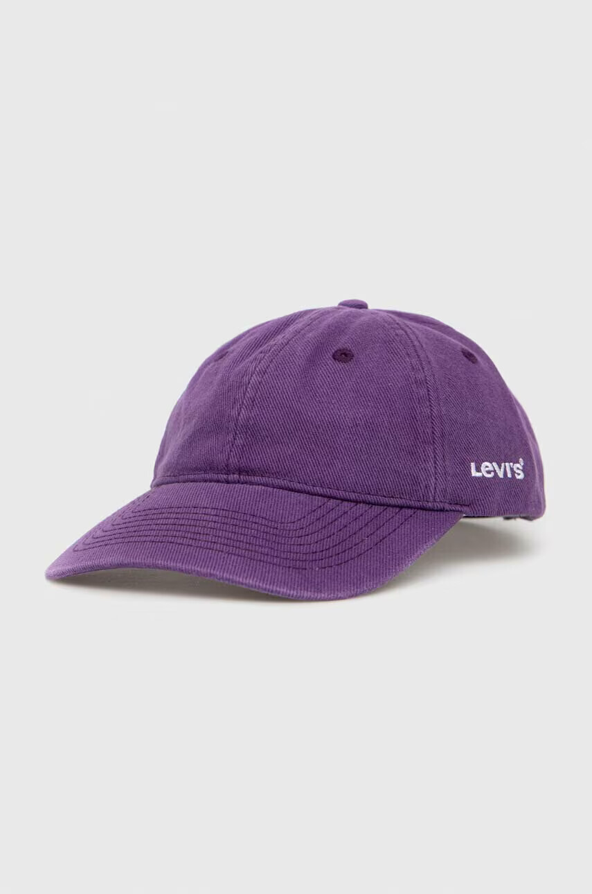 Levi's Джинсова шапка с козирка в лилаво с изчистен дизайн - Pepit.bg