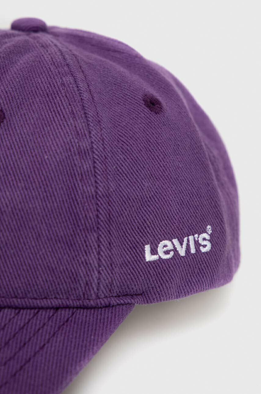Levi's Джинсова шапка с козирка в лилаво с изчистен дизайн - Pepit.bg
