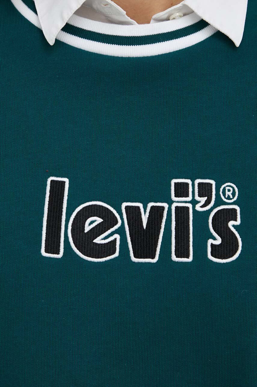 Levi's Памучен суичър в зелено с апликация - Pepit.bg