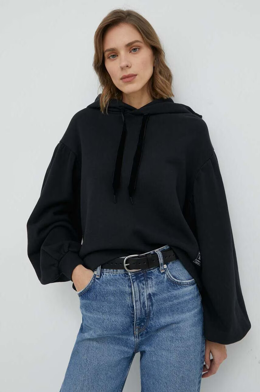 Levi's Памучен суичър в черно с качулка с изчистен дизайн - Pepit.bg