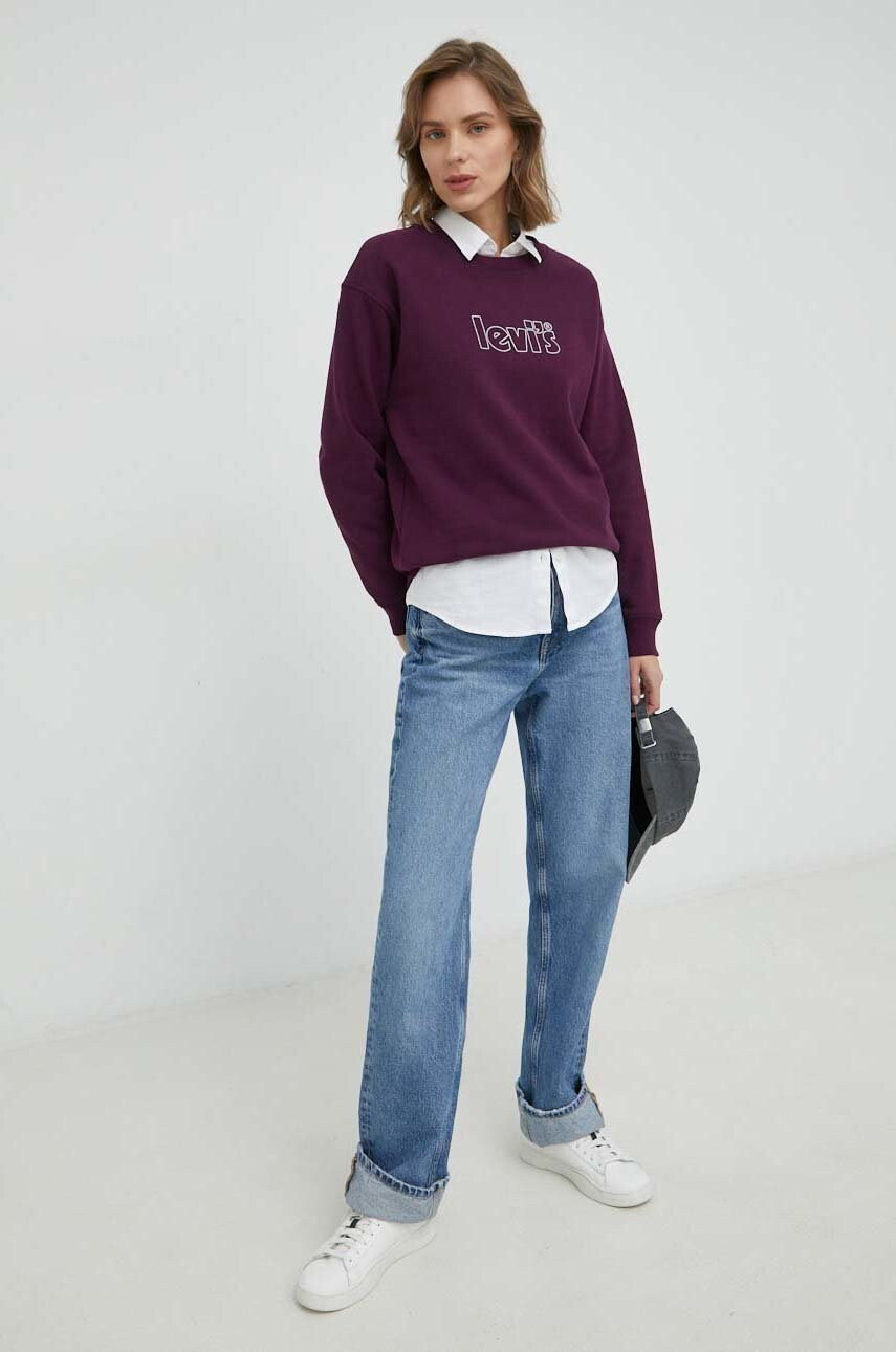 Levi's Памучен суичър в лилаво с принт - Pepit.bg