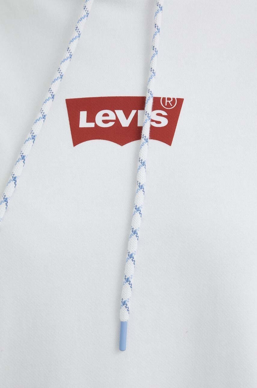 Levi's Памучен суичър в бяло с качулка с принт - Pepit.bg