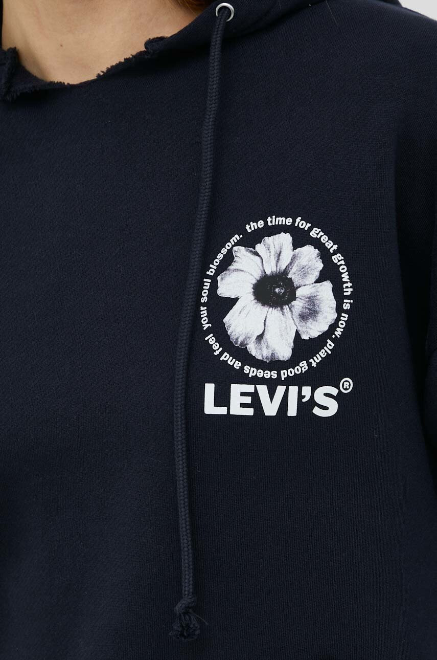 Levi's Памучен суичър в тъмносиньо с качулка с принт - Pepit.bg