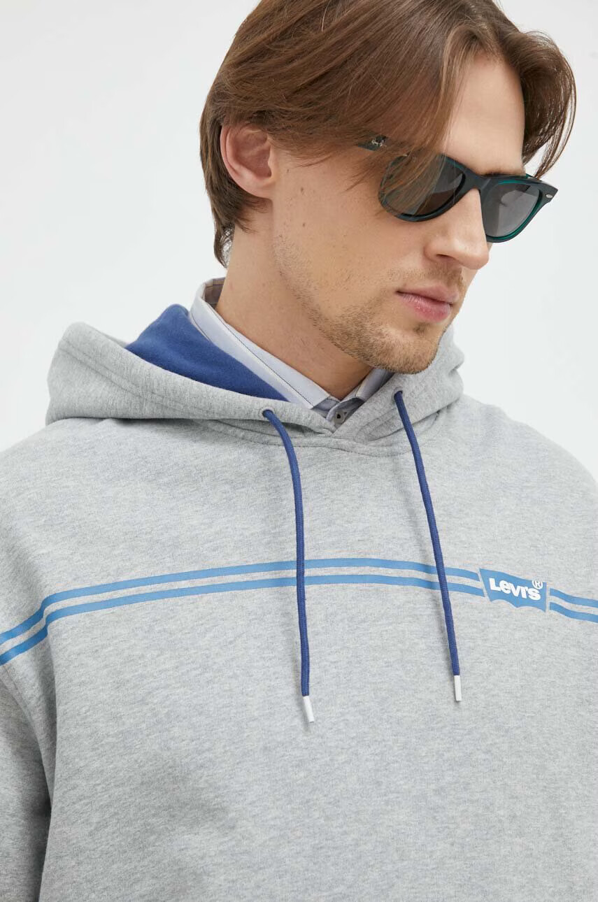 Levi's Памучен суичър в сиво с качулка с принт - Pepit.bg