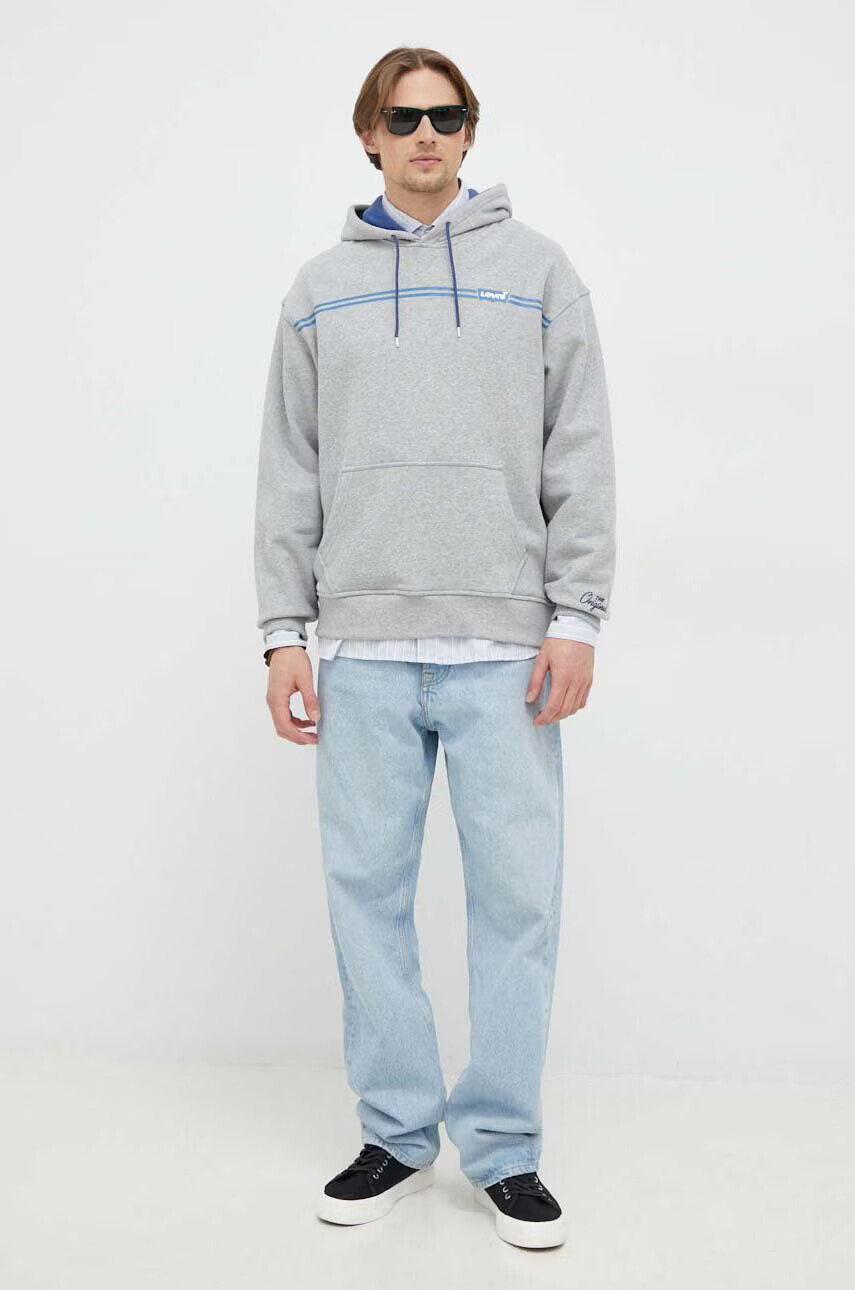 Levi's Памучен суичър в сиво с качулка с принт - Pepit.bg