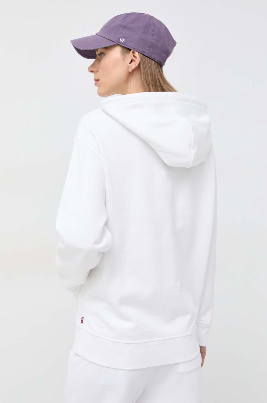 Levi's Памучен суичър в бяло с качулка с десен - Pepit.bg