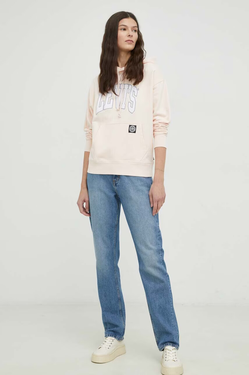 Levi's Памучен суичър в розово с качулка с апликация - Pepit.bg