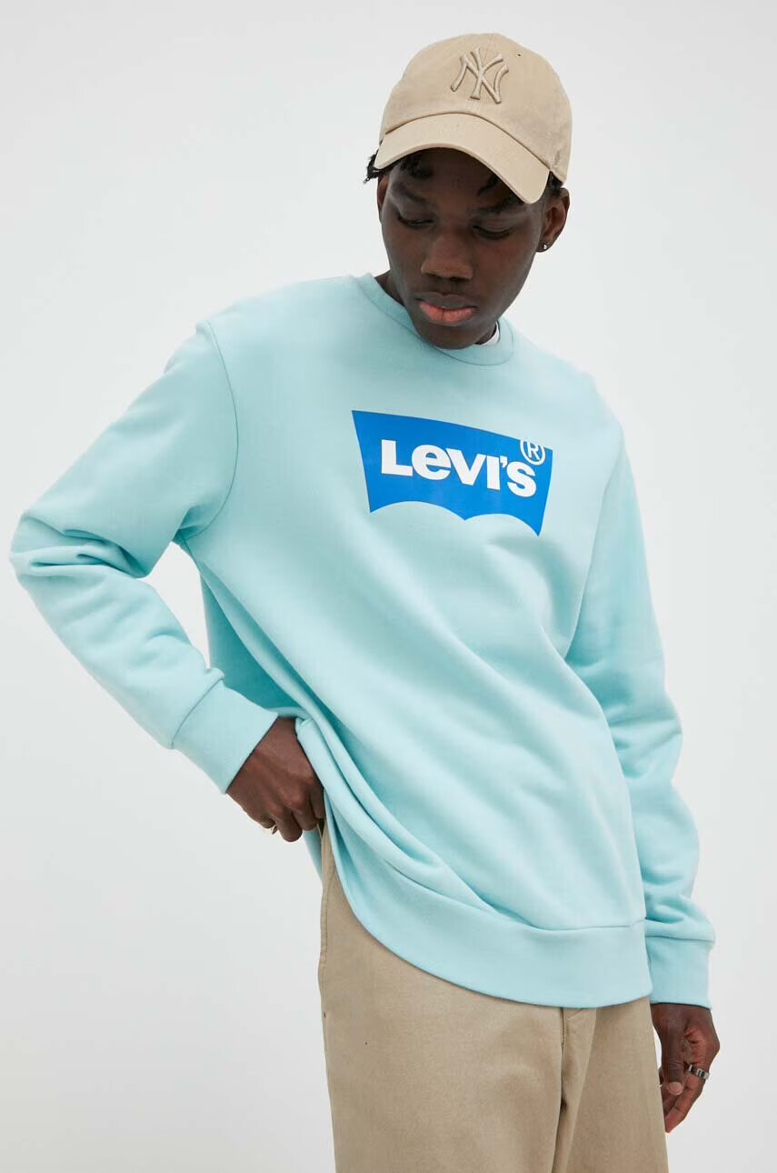 Levi's Памучен суичър в тюркоазено с принт - Pepit.bg