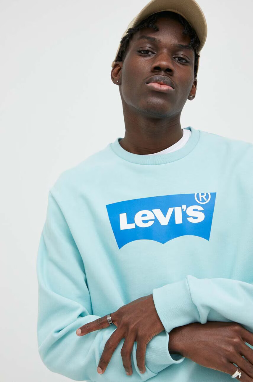 Levi's Памучен суичър в тюркоазено с принт - Pepit.bg