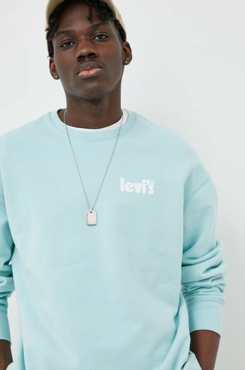 Levi's Памучен суичър в тюркоазено с принт - Pepit.bg