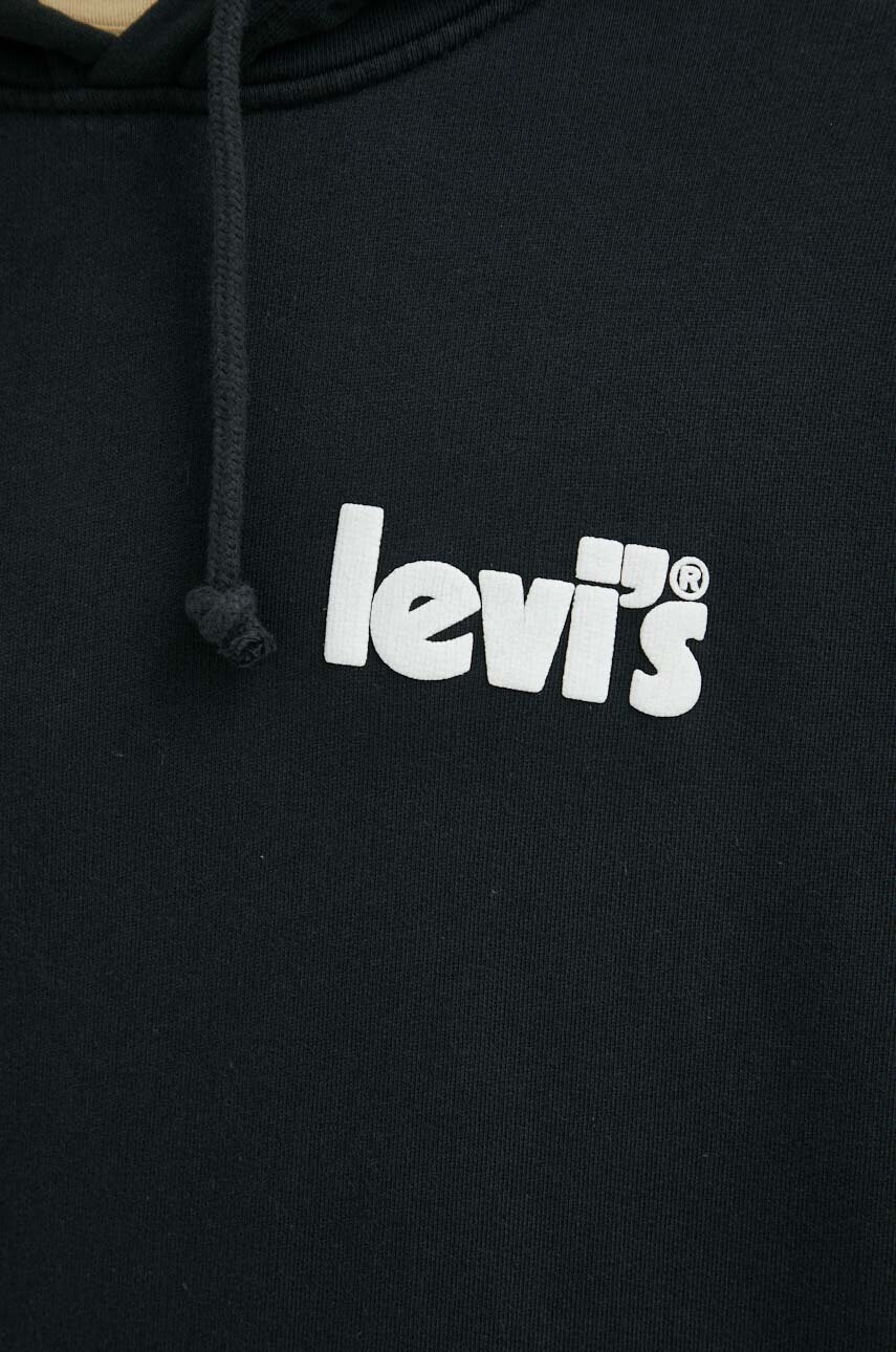 Levi's Памучен суичър в черно с качулка с принт - Pepit.bg