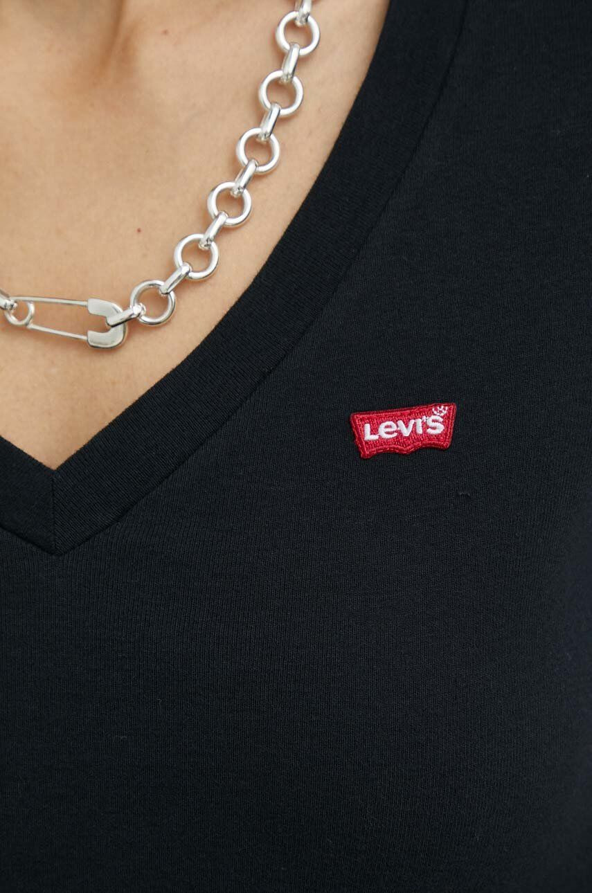 Levi's Памучна блуза с дълги ръкави в черно - Pepit.bg