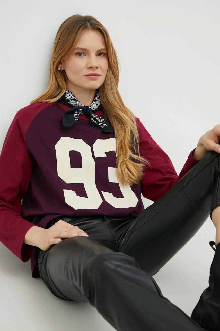 Levi's Памучна блуза с дълги ръкави в бордо - Pepit.bg