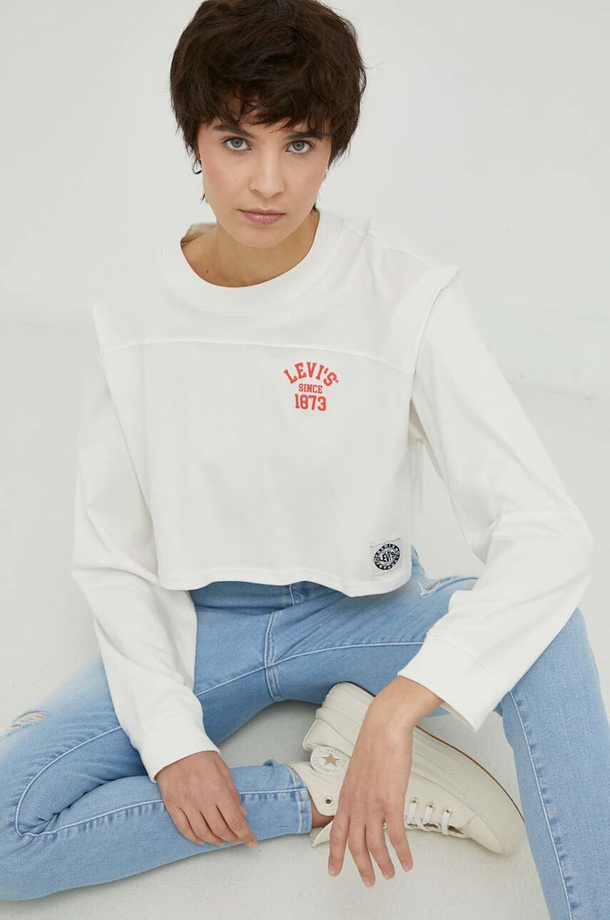 Levi's Памучна блуза с дълги ръкави в бяло - Pepit.bg