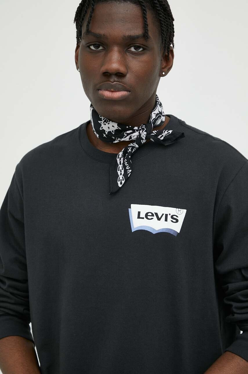 Levi's Памучна блуза с дълги ръкави в сиво с принт - Pepit.bg