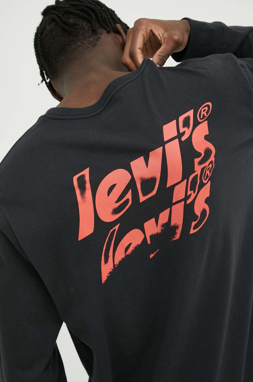 Levi's Памучна блуза с дълги ръкави в сиво с принт - Pepit.bg