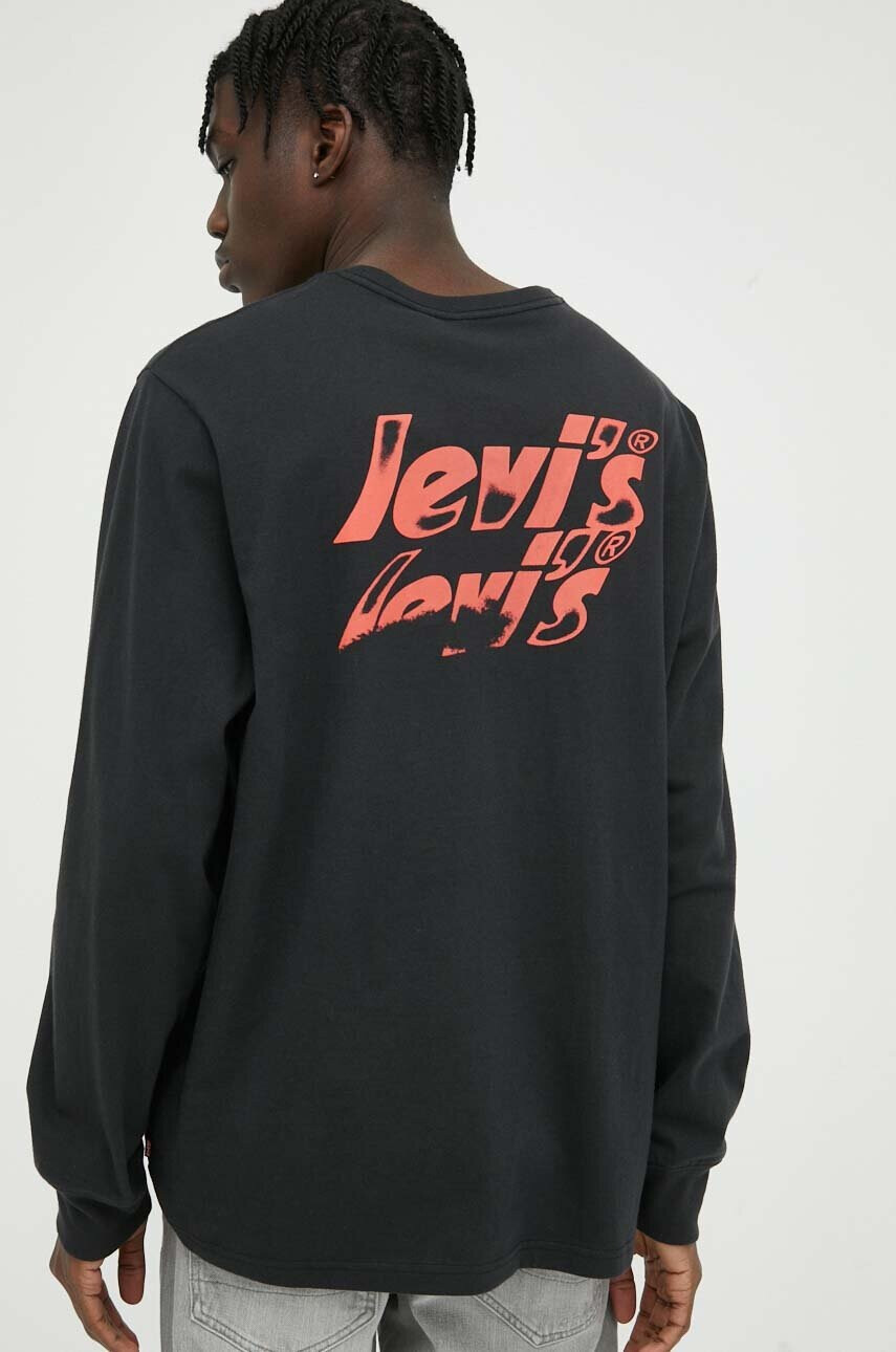 Levi's Памучна блуза с дълги ръкави в сиво с принт - Pepit.bg