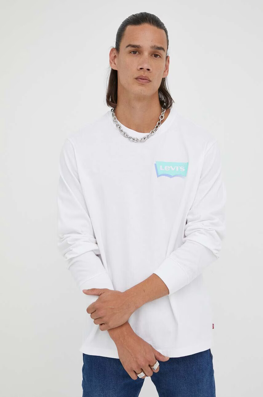Levi's Памучна блуза с дълги ръкави в бяло с принт - Pepit.bg