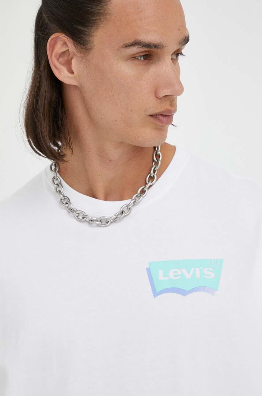 Levi's Памучна блуза с дълги ръкави в бяло с принт - Pepit.bg