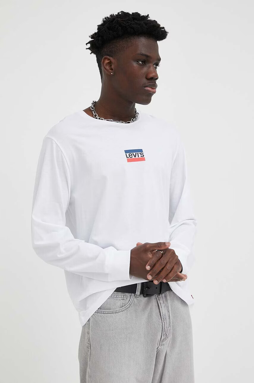 Levi's Памучна блуза с дълги ръкави в бяло с принт - Pepit.bg