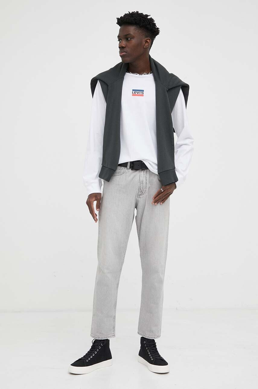 Levi's Памучна блуза с дълги ръкави в бяло с принт - Pepit.bg