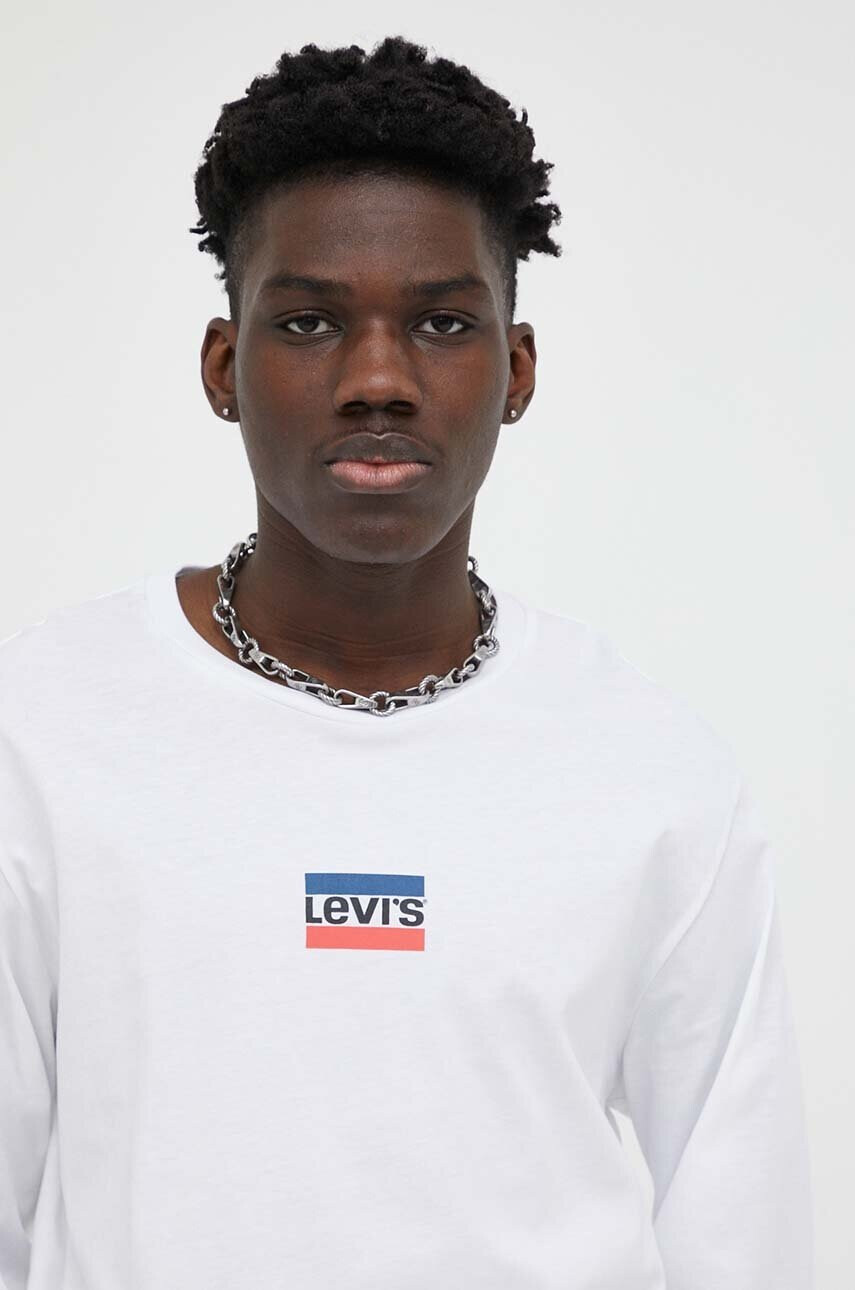 Levi's Памучна блуза с дълги ръкави в бяло с принт - Pepit.bg