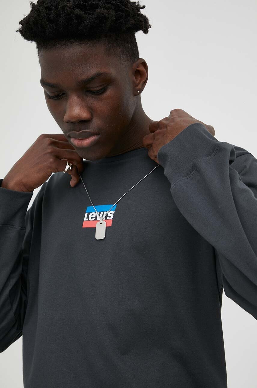 Levi's Памучна блуза с дълги ръкави в сиво с принт - Pepit.bg