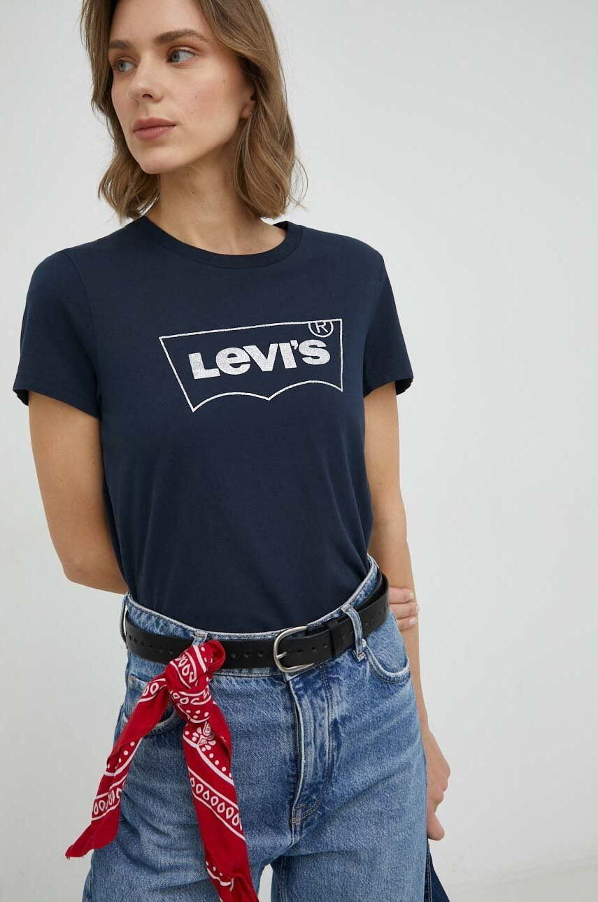 Levi's Памучна тениска в тъмносиньо - Pepit.bg