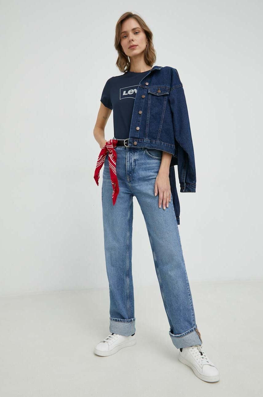 Levi's Памучна тениска в тъмносиньо - Pepit.bg