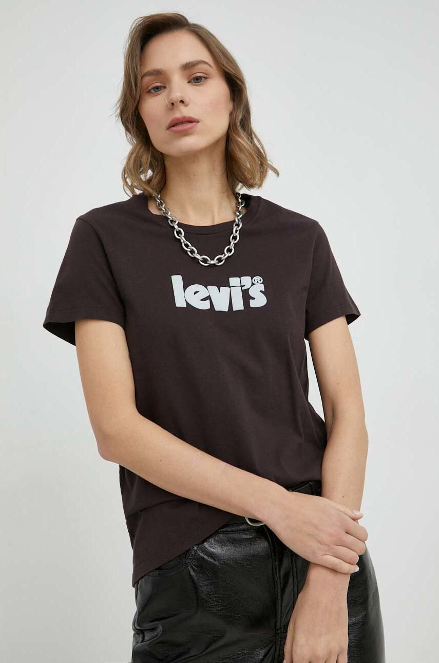 Levi's Памучна тениска в кафяво - Pepit.bg