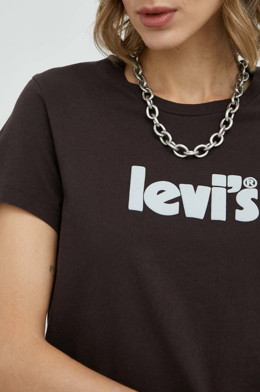 Levi's Памучна тениска в кафяво - Pepit.bg
