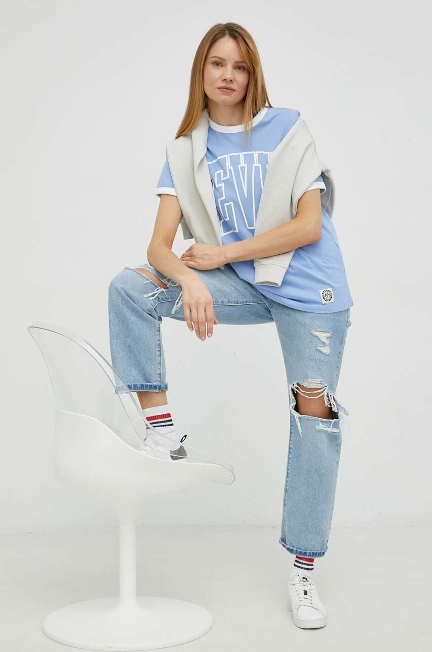 Levi's Памучна тениска в синьо - Pepit.bg