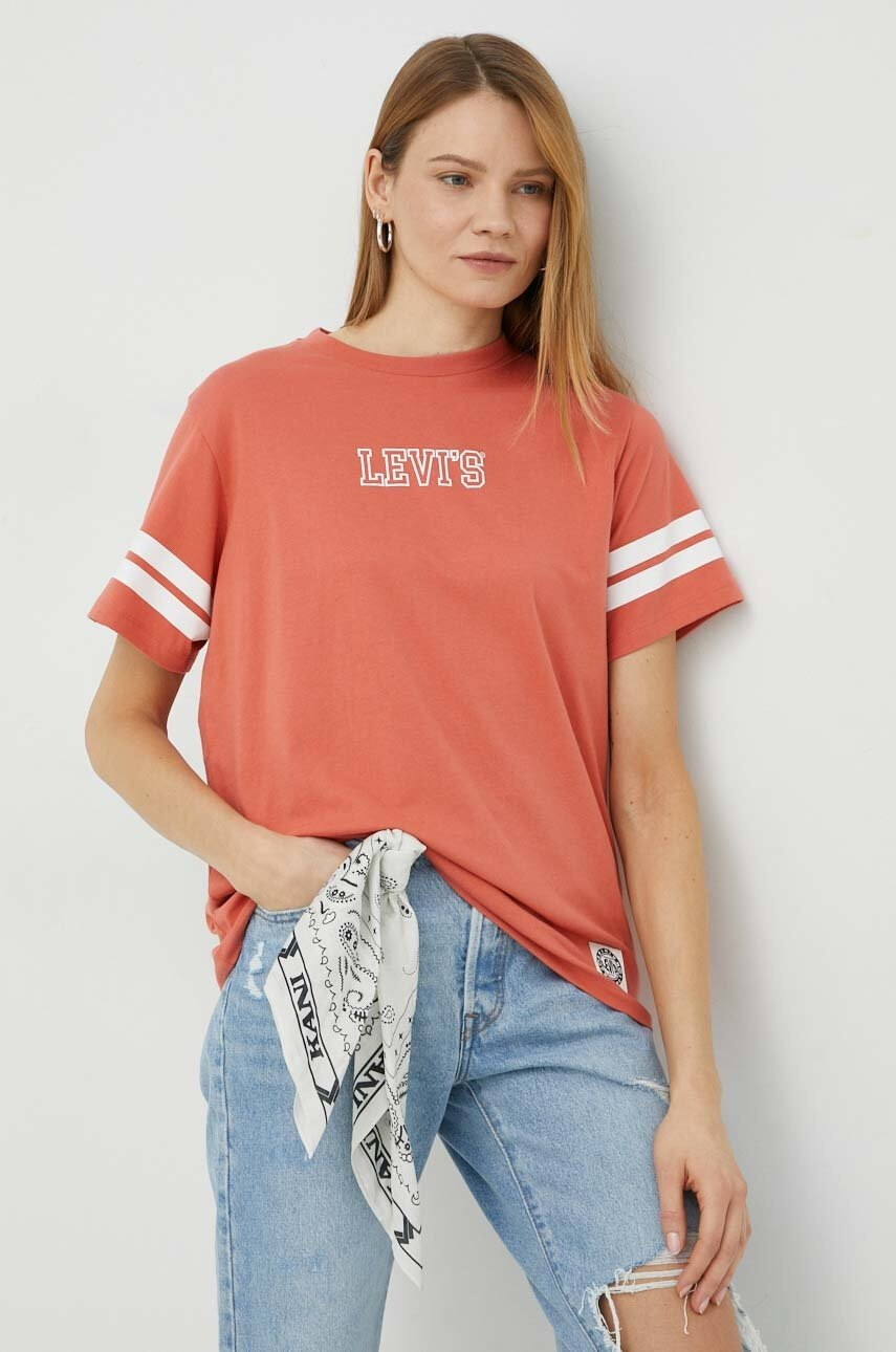 Levi's Памучна тениска в оранжево - Pepit.bg