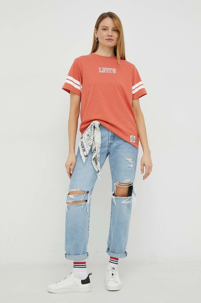 Levi's Памучна тениска в оранжево - Pepit.bg