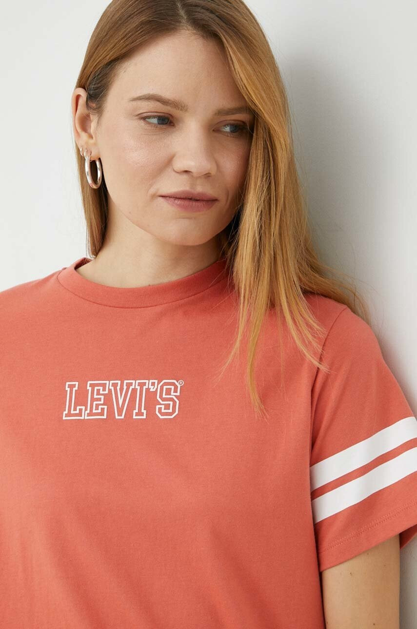 Levi's Памучна тениска в оранжево - Pepit.bg