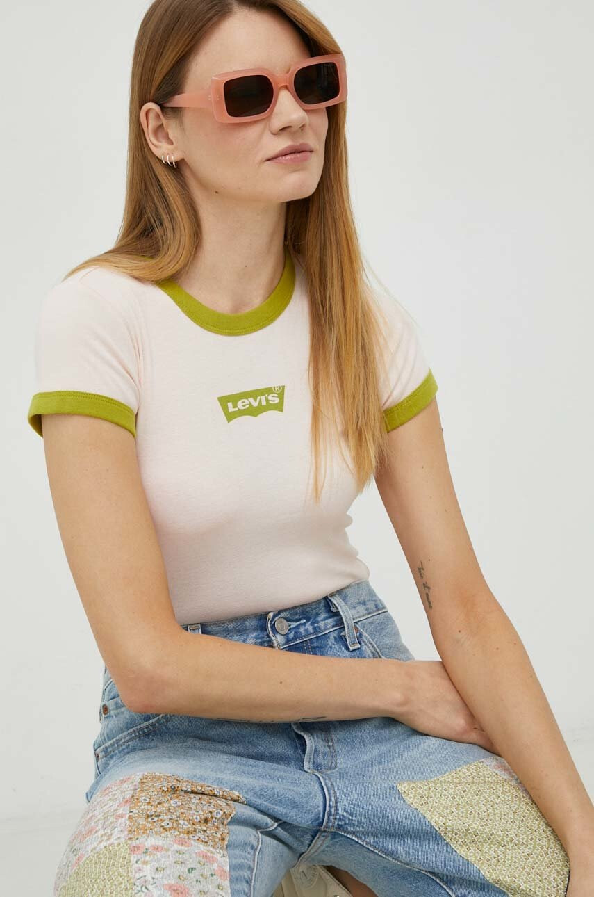 Levi's Памучна тениска в розово - Pepit.bg