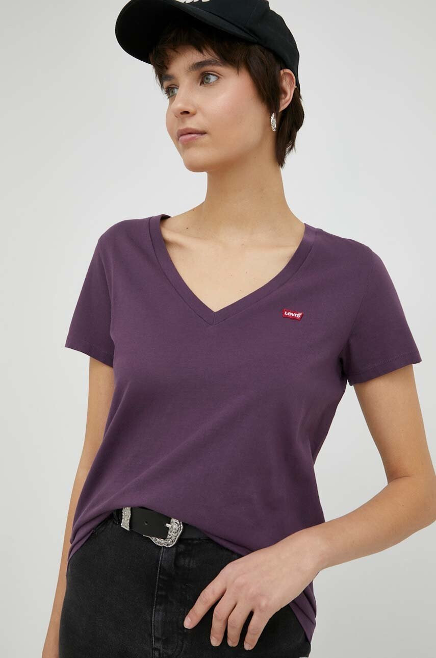 Levi's Памучна тениска в лилаво - Pepit.bg
