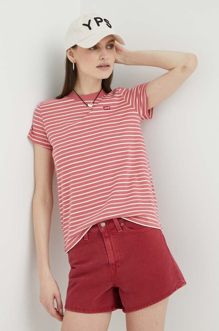 Levi's Памучна тениска в червено - Pepit.bg