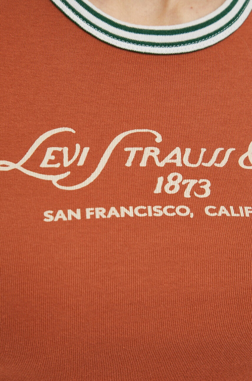 Levi's Памучна тениска в кафяво - Pepit.bg
