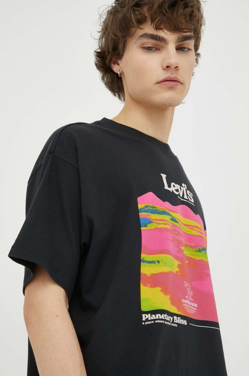 Levi's Памучна тениска в черно с принт - Pepit.bg