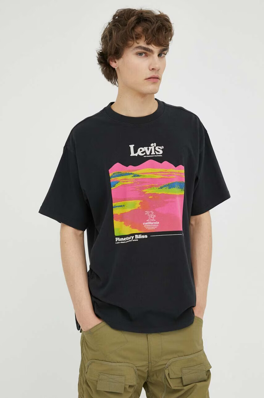 Levi's Памучна тениска в черно с принт - Pepit.bg