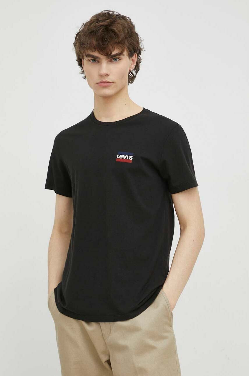 Levi's Памучна тениска (2 броя) в черно с принт - Pepit.bg