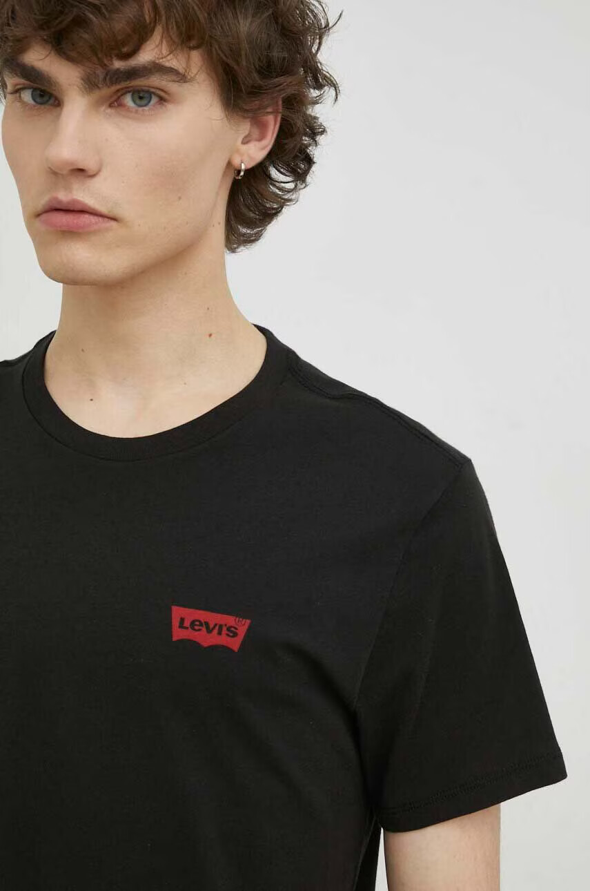 Levi's Памучна тениска (2 броя) в черно с принт - Pepit.bg