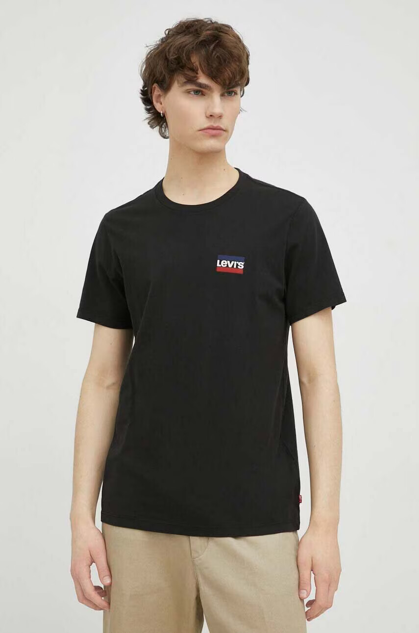 Levi's Памучна тениска (2 броя) в черно с принт - Pepit.bg